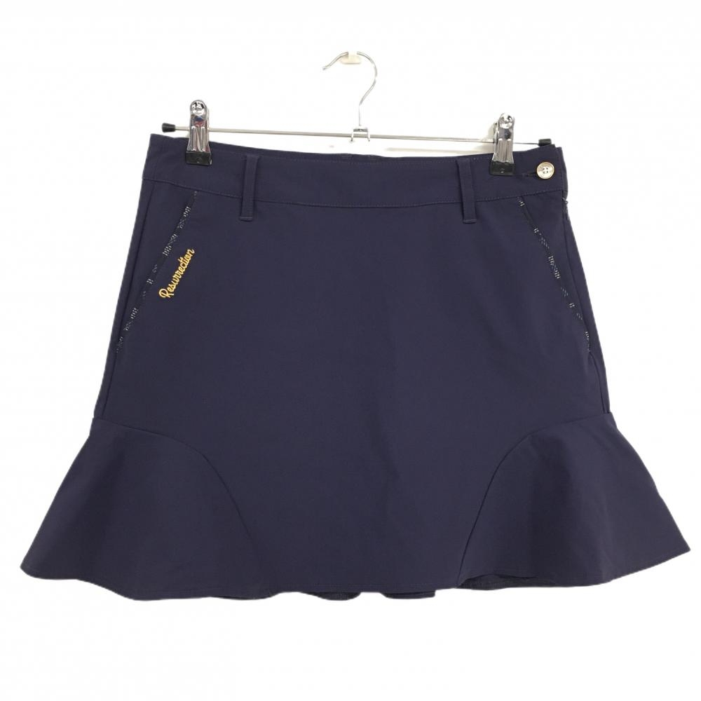 【美品】レザレクション ストレッチスカート ネイビー ポケット口柄  レディース XS ゴルフウェア Resurrection