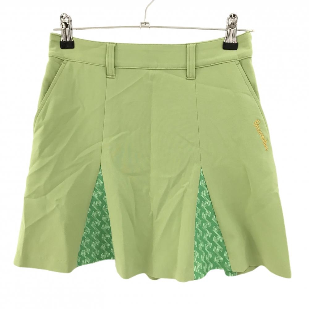 【超美品】レザレクション スカート ライトグリーン×白 一部柄 ロゴ刺しゅう レディース XS ゴルフウェア 2024年モデル Resurrection