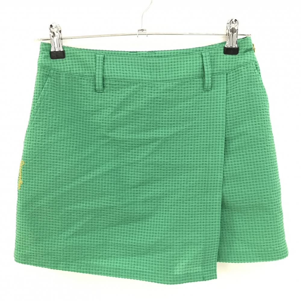 【超美品】レザレクション ストレッチスカート グリーン メッシュ調生地 内側パンツ レディース S ゴルフウェア 2024年モデル Resurrection