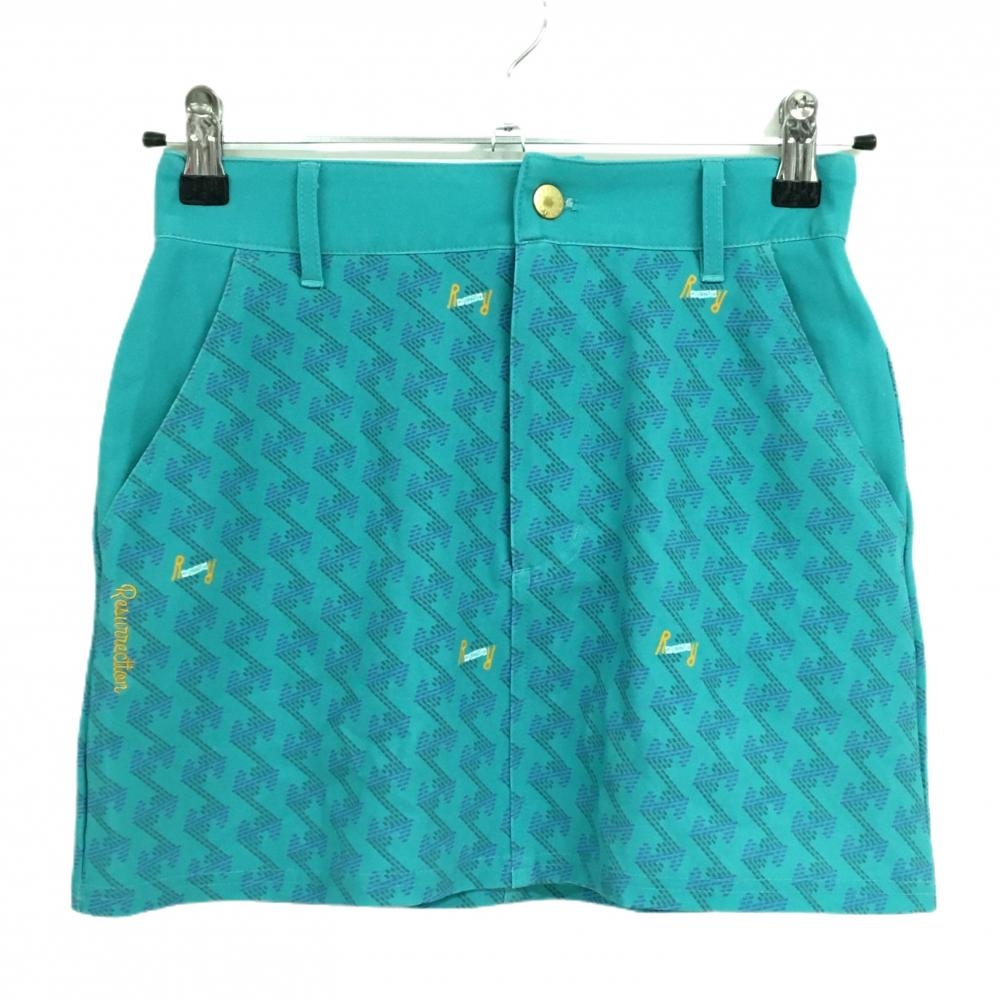 【美品】レザレクション スカート グリーン×ブルー 総柄 ストレッチ  レディース XS ゴルフウェア Resurrection