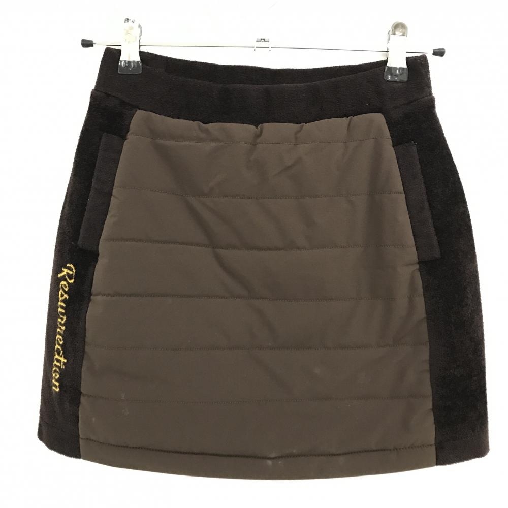 レザレクション 中綿ニットスカート ブラウン ウエストゴム 内側インナーパンツ レディース S ゴルフウェア Resurrection