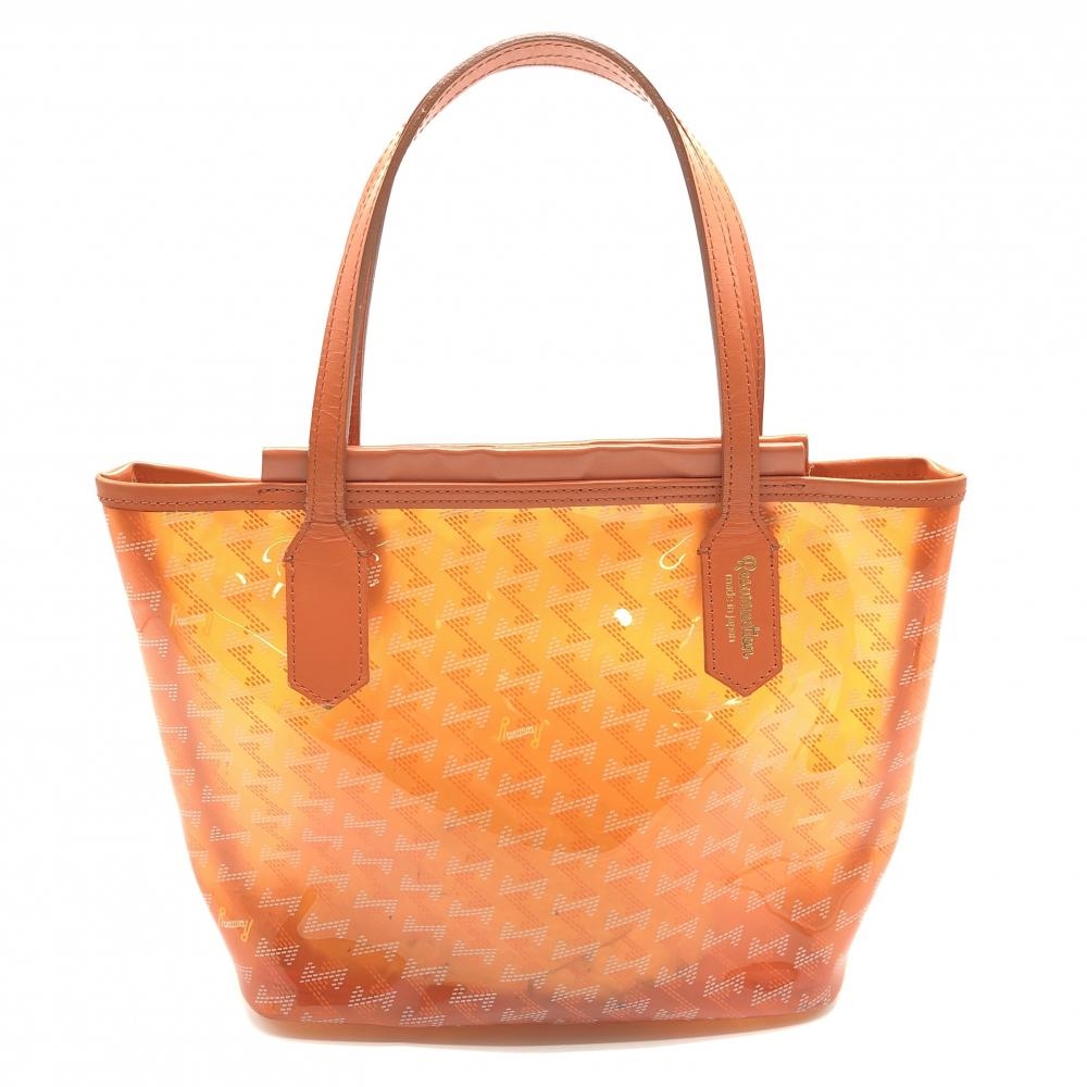 【美品】レザレクション カートバッグ オレンジ ロゴ総柄 クリアバッグ ゴルフ Resurrection