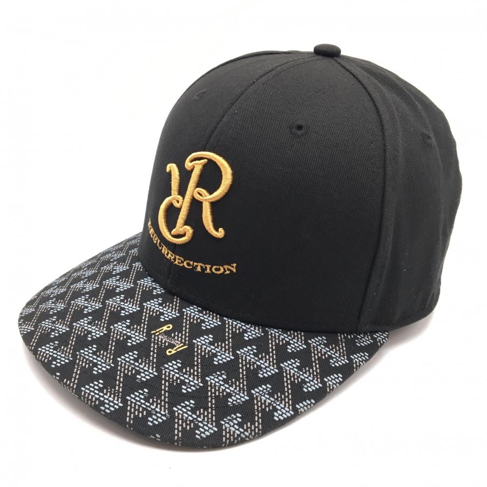 【美品】レザレクション キャップ 黒 つば総柄    ゴルフウェア Resurrection