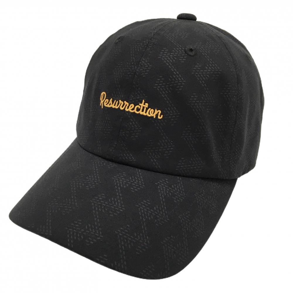 【超美品】レザレクション キャップ 黒 総柄地模様 ロゴ刺しゅう フリーサイズ   ゴルフウェア Resurrection