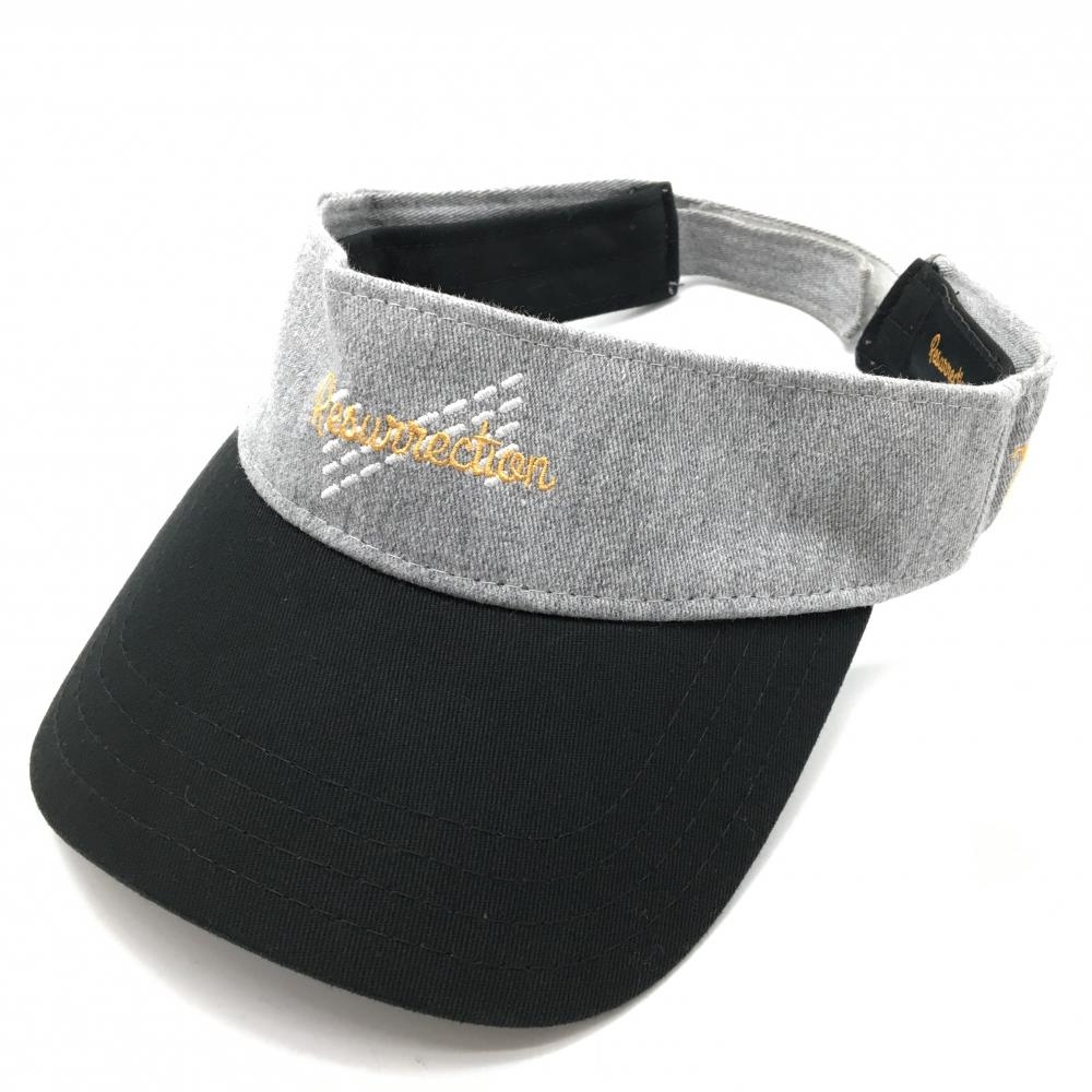 【超美品】レザレクション サンバイザー グレー×黒 ロゴ刺しゅう  ONE SIZE  ゴルフウェア Resurrection