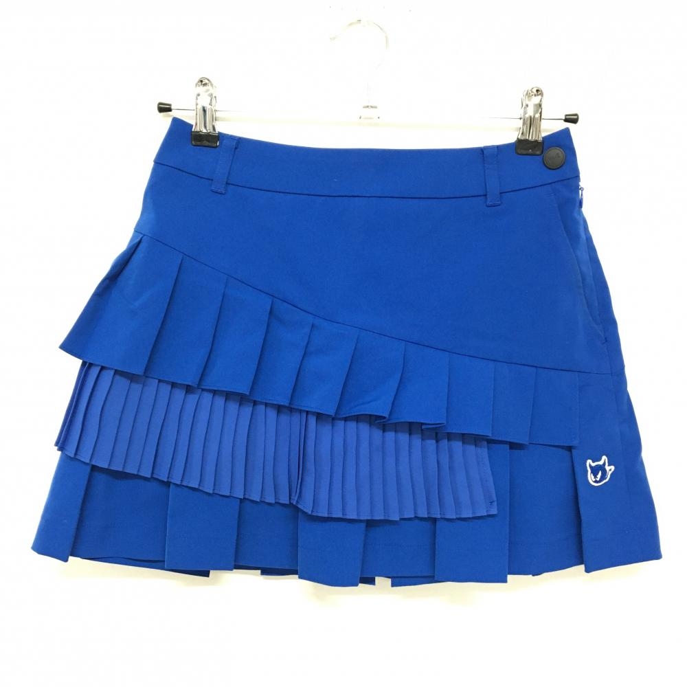 【美品】ワック スカート ブルー 3段フリル 内側インナーパンツ  レディース 1(S) ゴルフウェア WAAC