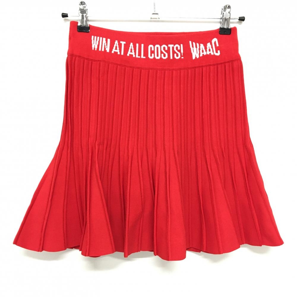 ワック ニットスカート レッド×白 ウエストゴム 内側インナーパンツ  レディース 1(S) ゴルフウェア WAAC