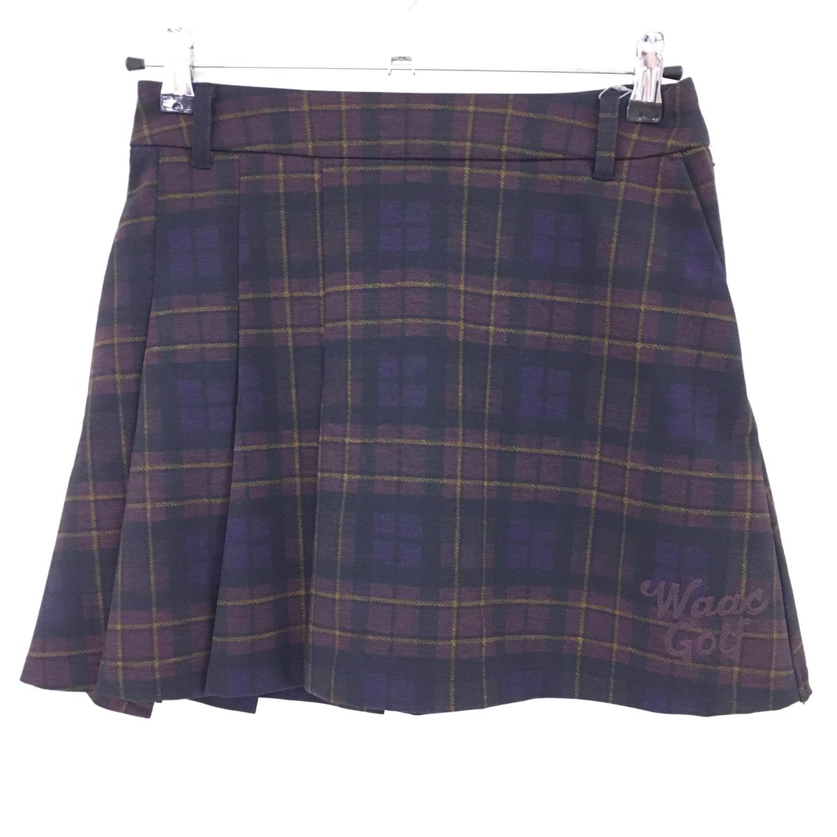 【新品】ワック スカート ボルドー系×パープル系―×イエロー チェック レディース 24 ゴルフウェア 2024年モデル WAAC