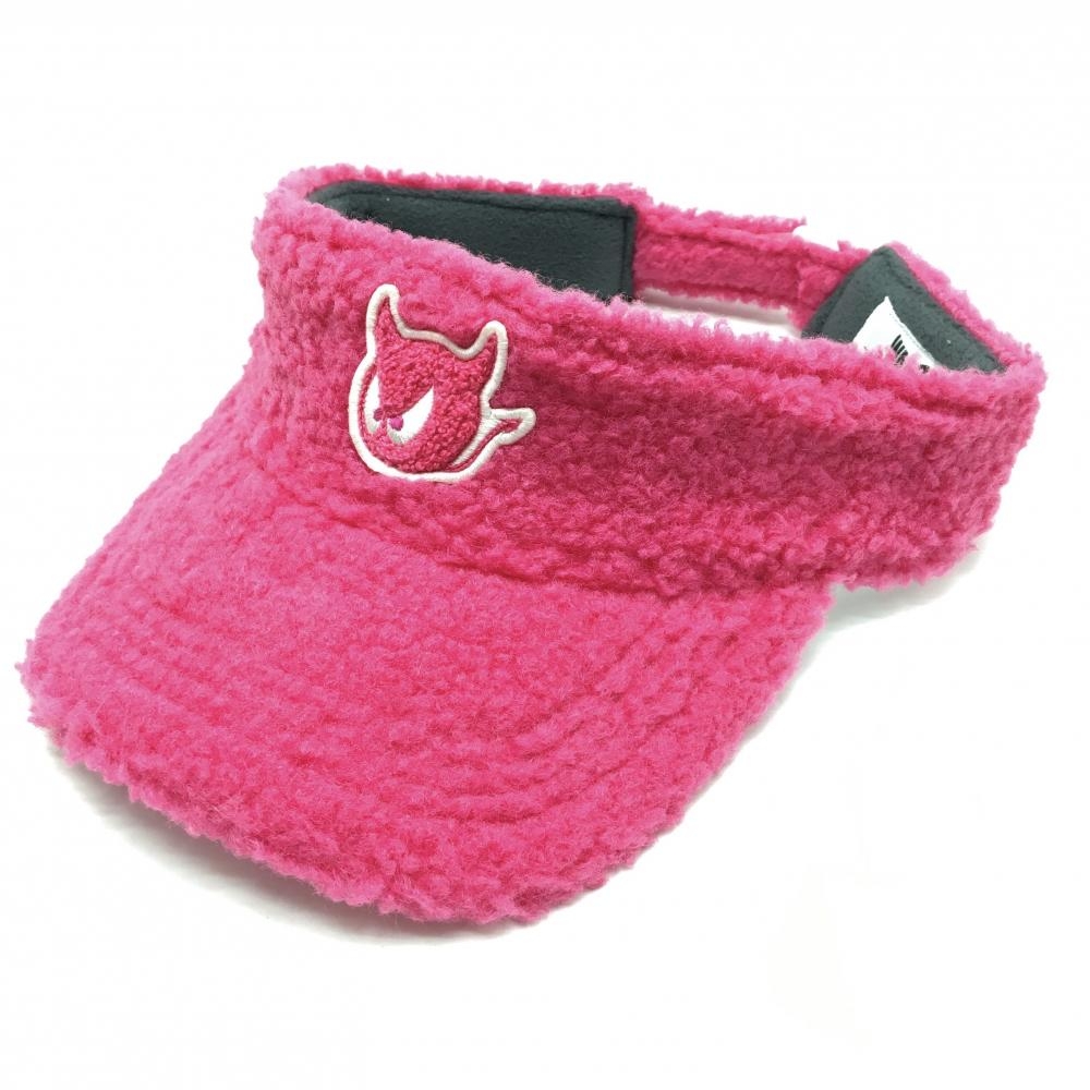 【超美品】ワック ボアサンバイザー ピンク ロゴワッペン レディース 1098 ゴルフウェア WAAC