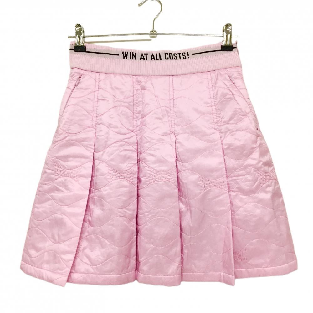 【新品】ワック 中綿プリーツスカート ピンク キルティング ウエストゴム 内側インナーパンツ レディース 1(S) ゴルフウェア WAAC